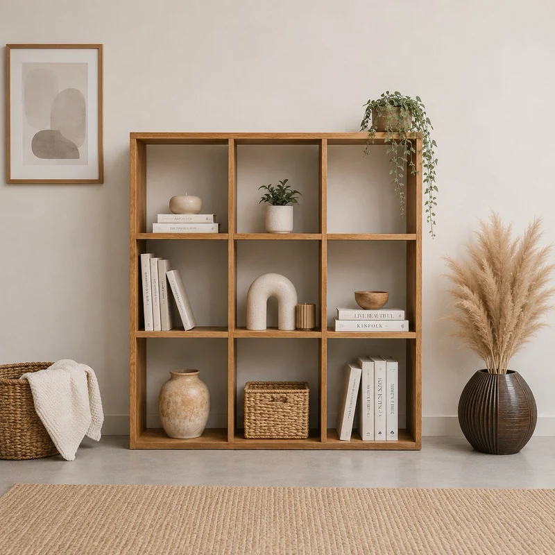 Scaffale Libreria in legno massello di rovere Regal 3x3 | NordicStory
