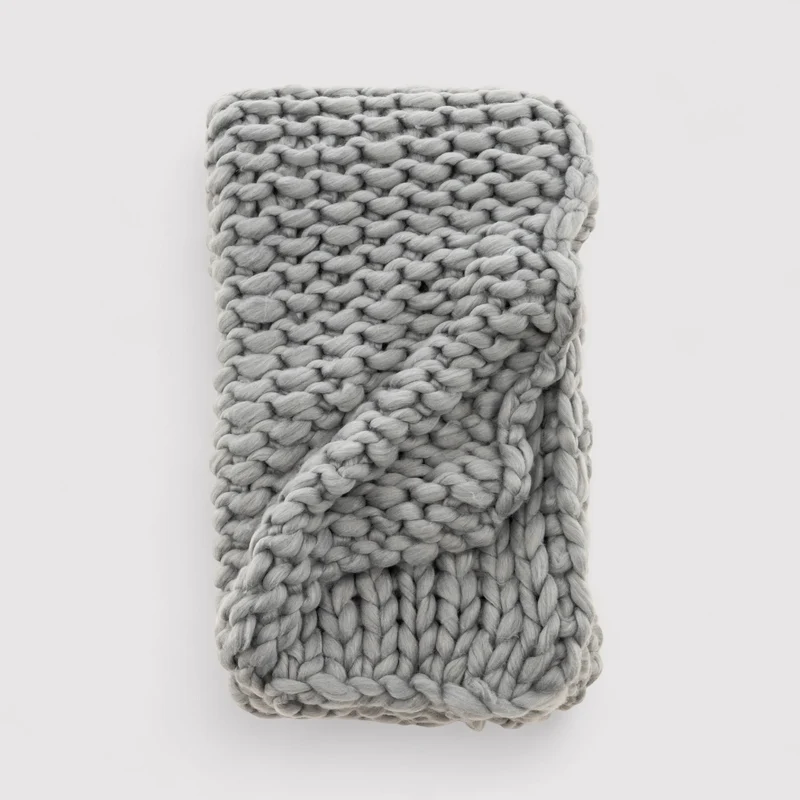 Jazar - Piccolo plaid grigio chiaro a trama grezza