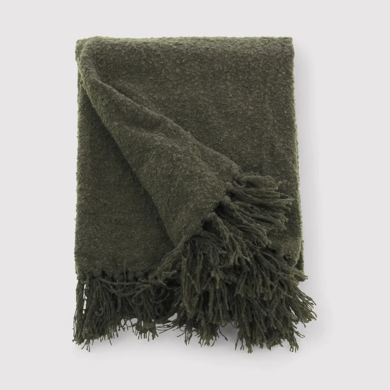 Keten - Coperta decorativa verde muschio per divano o letto