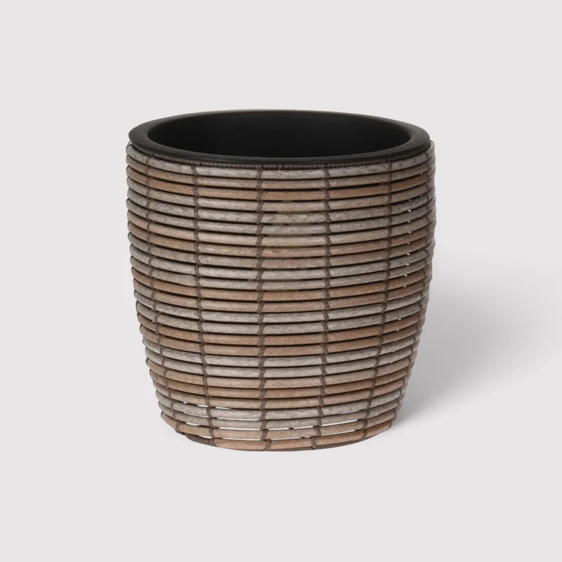 Rivina - Vaso in polyrattan marrone per casa o esterno Ø 40 cm