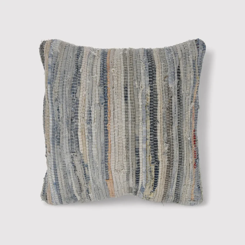 Armud - Cuscino quadrato con fantasia a righe beige e blu