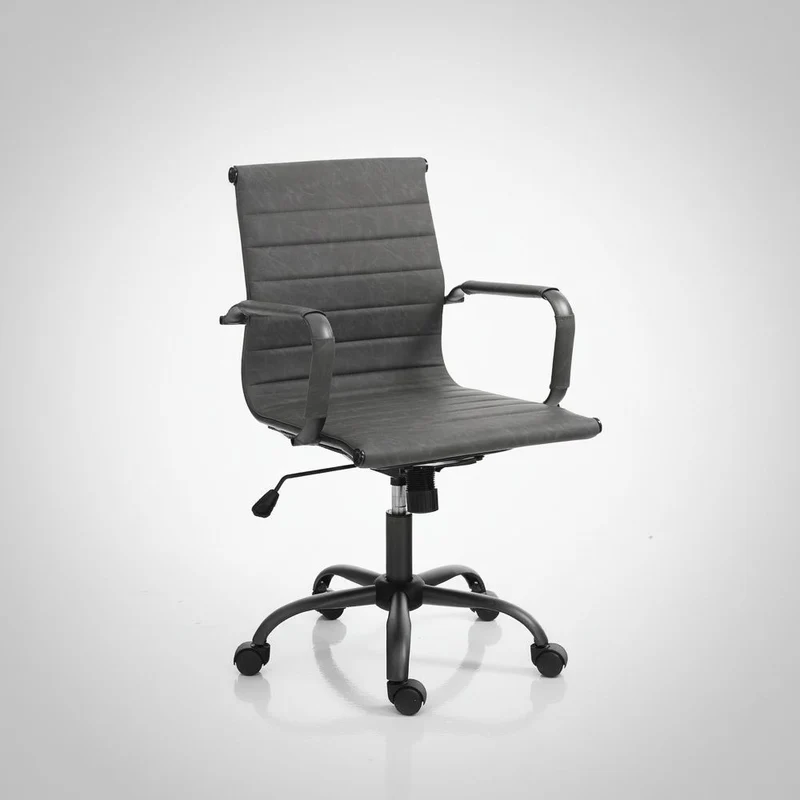 Sedia ufficio in pelle sintetica Mastery Small Old Grey