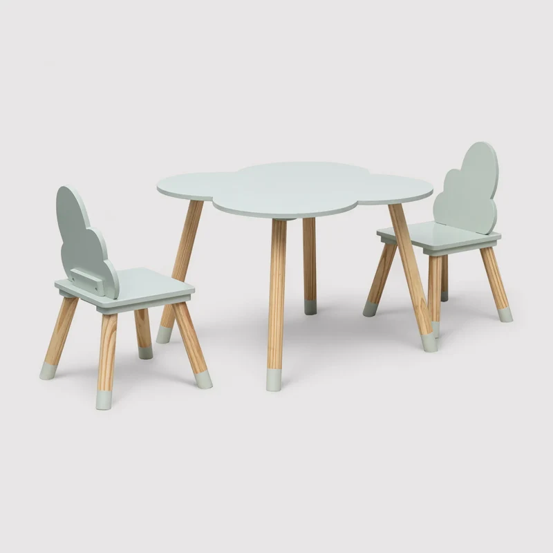 Pino - Set 2 seggiole e tavolino verde per bambini