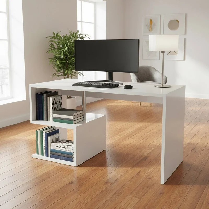 Scrivania con libreria Lionel White