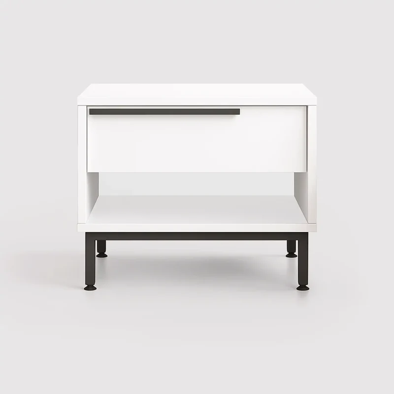 Sabbar - Comodino bianco moderno con 1 cassetto