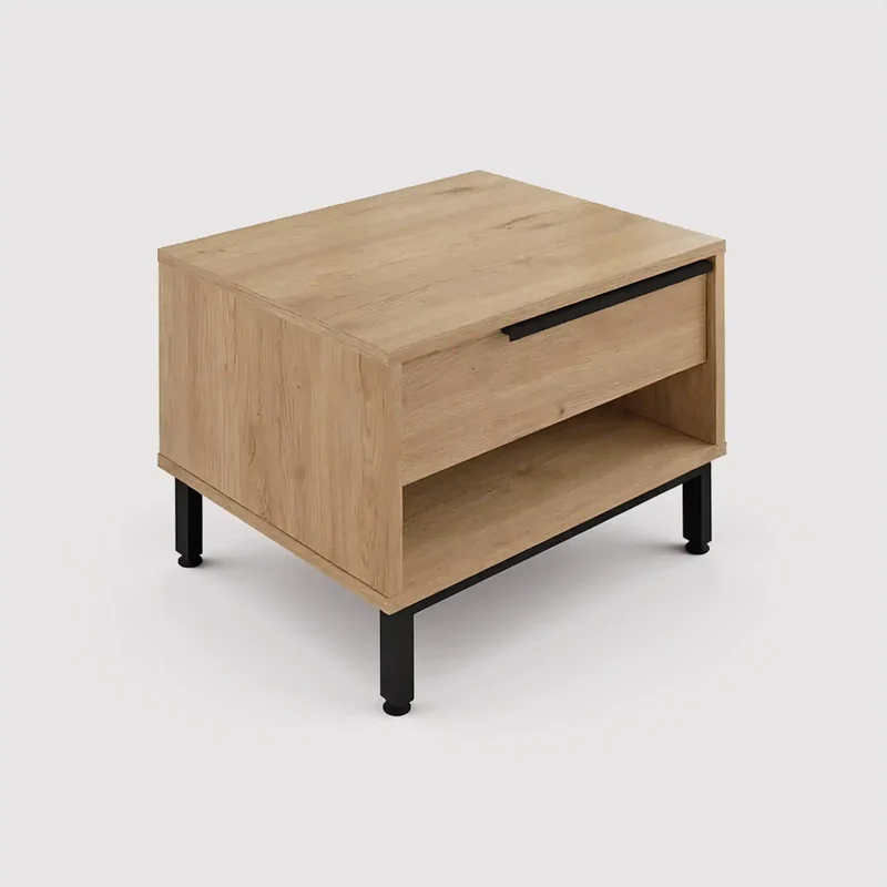 Jeera - Comodino basso moderno con 1 cassetto e 1 vano