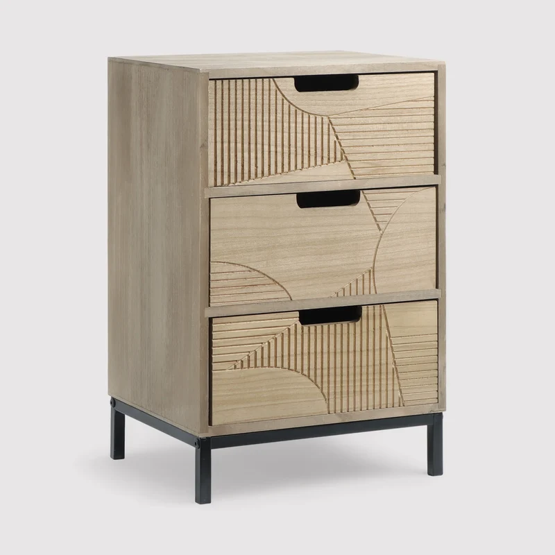 Nelumbo - Comodino compatto in stile moderno con 3 cassetti