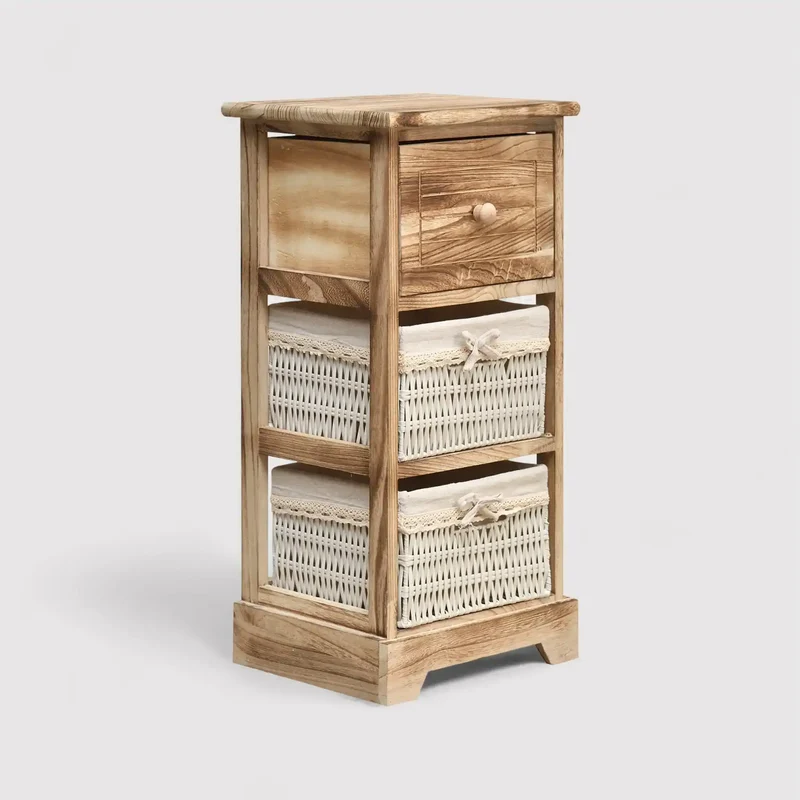 Papavero - Cassettiera piccola con 3 cassetti in legno