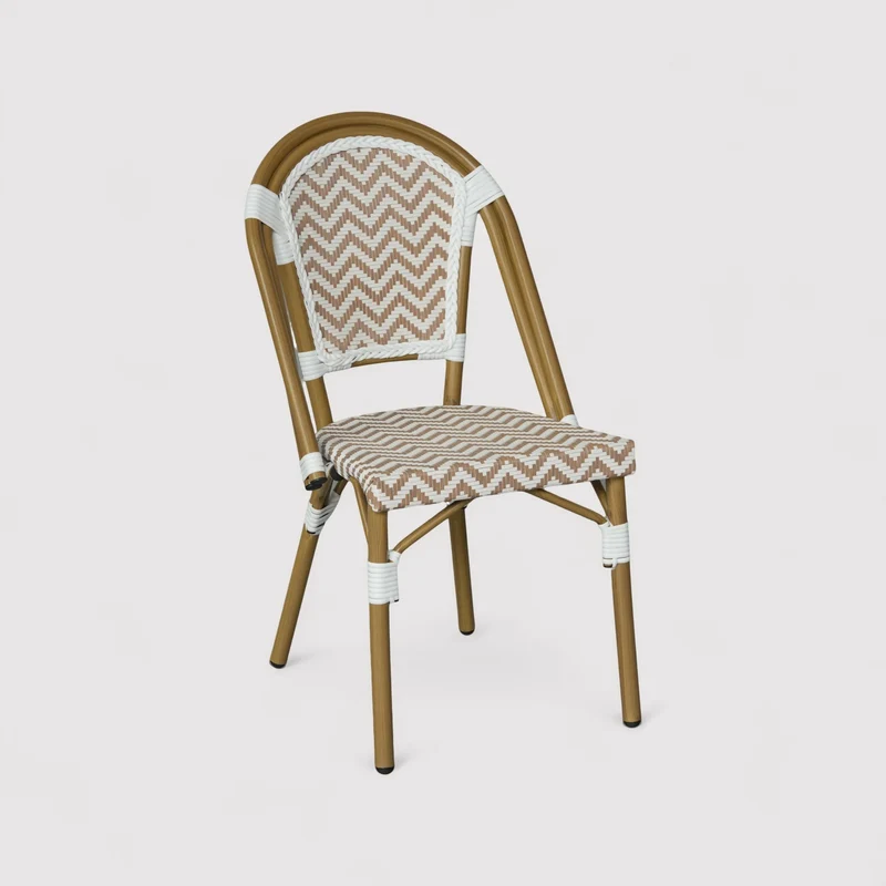 Cyrius - Set 2 Sedie da giardino impilabili marrone bianco classico