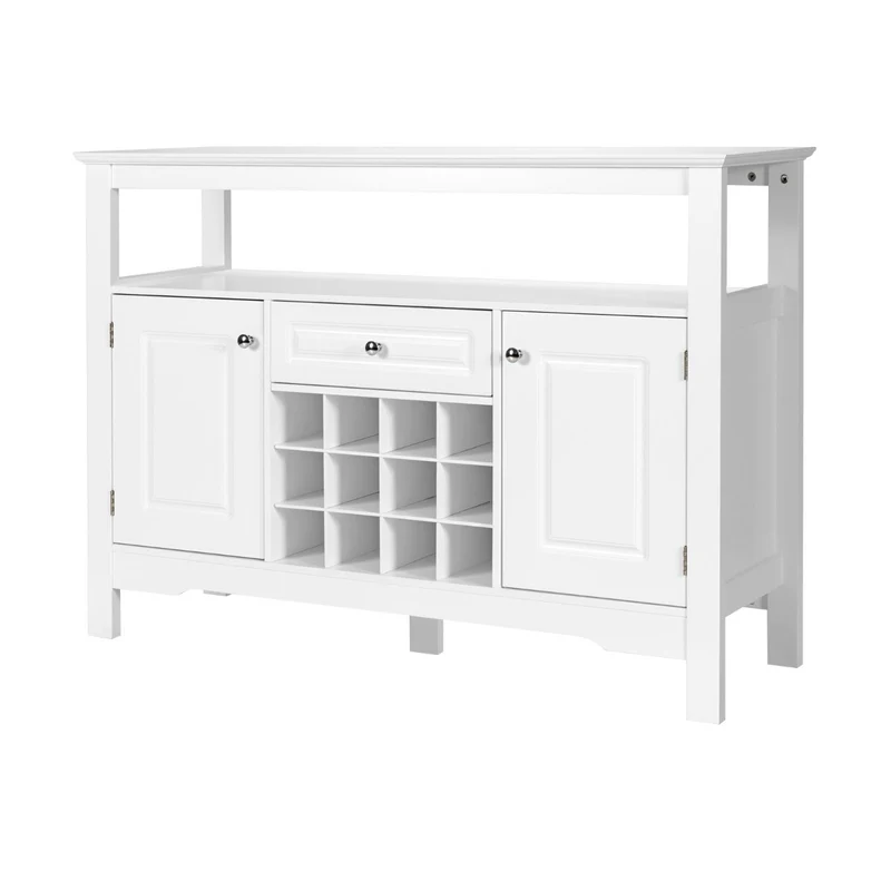 Costway - Buffet, Credenza soggiorno, Porta bottiglie vino, per cucina a forma incrociata, Mobile da cucina con mensola aperta, Bianco