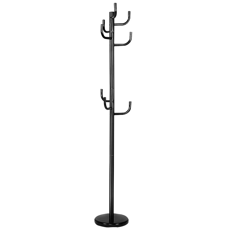 Costway - Appendiabiti, Appendiabiti da terra, Attaccapanni, Appendiabiti ingresso, con 8 ganci e base rotonda resistente, di metallo, Nero