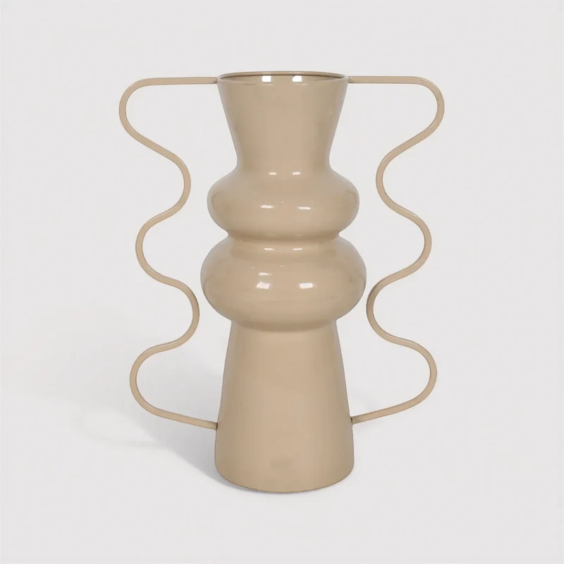 Celandra - Vaso decorativo da interno in metallo beige stile moderno