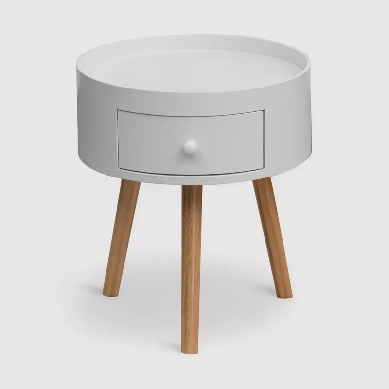 Ciclamino - Comodino tondo in stile scandinavo