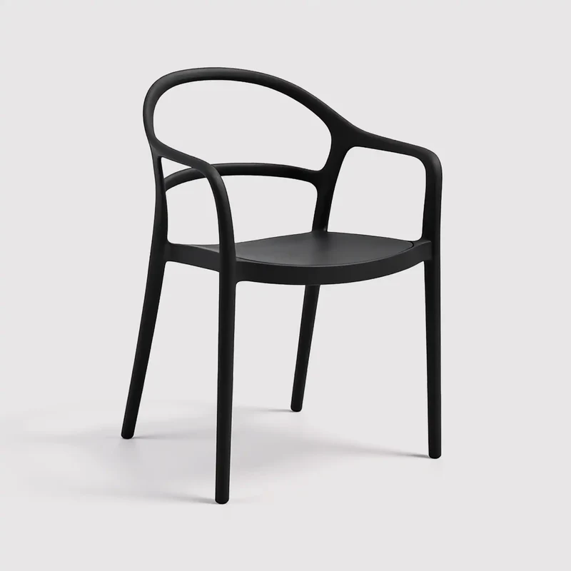 Baloot - Sedia impilabile nera per casa moderna o giardino
