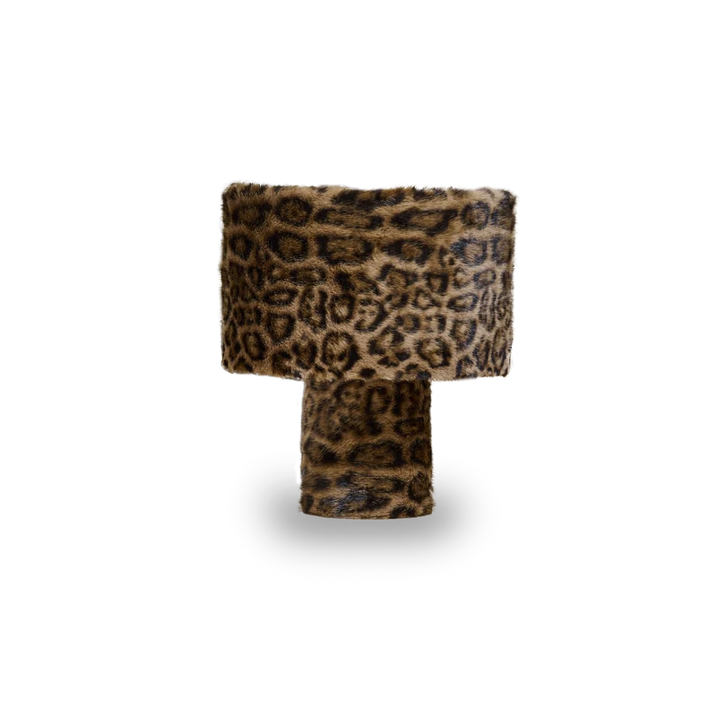Lampada da tavolo in pelliccia sintetica con stampa leopardata