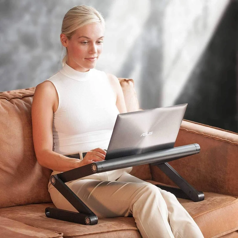 WonderWorker Nobel - Supporto pc, Realizzato in alluminio, Altezza regolabile 4-55 cm, Dimensione: 45X28.5 cm, Raffreddamento naturale