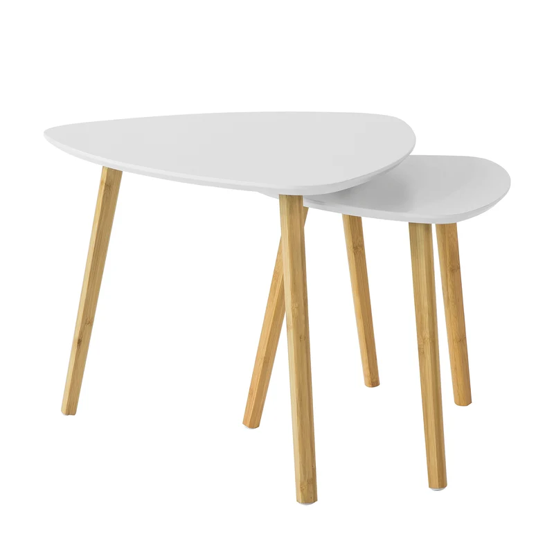 SoBuy Tavolini bassi 2 pezzi in bambù 55x55x45cm FBT74-W