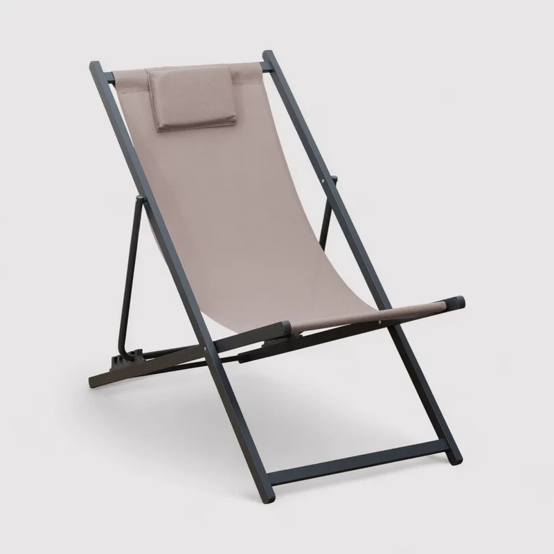 Sarson - Sedia sdraio da campeggio beige reclinabile
