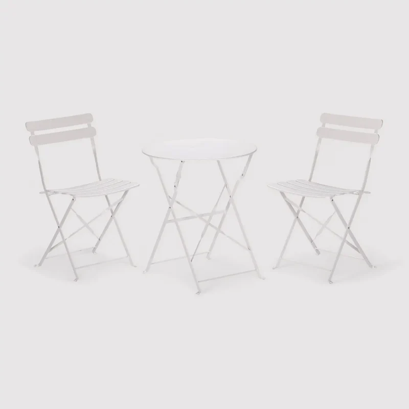 Berenj - Set bistrot bianco per balcone con tavolino e 2 sedie