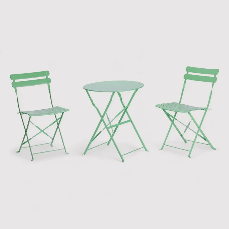 Daflah - Set mobili da balcone verde con 2 sedie e un tavolino