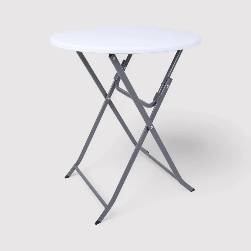 Taiuva - Tavolino pieghevole bianco e grigio per casa o camping