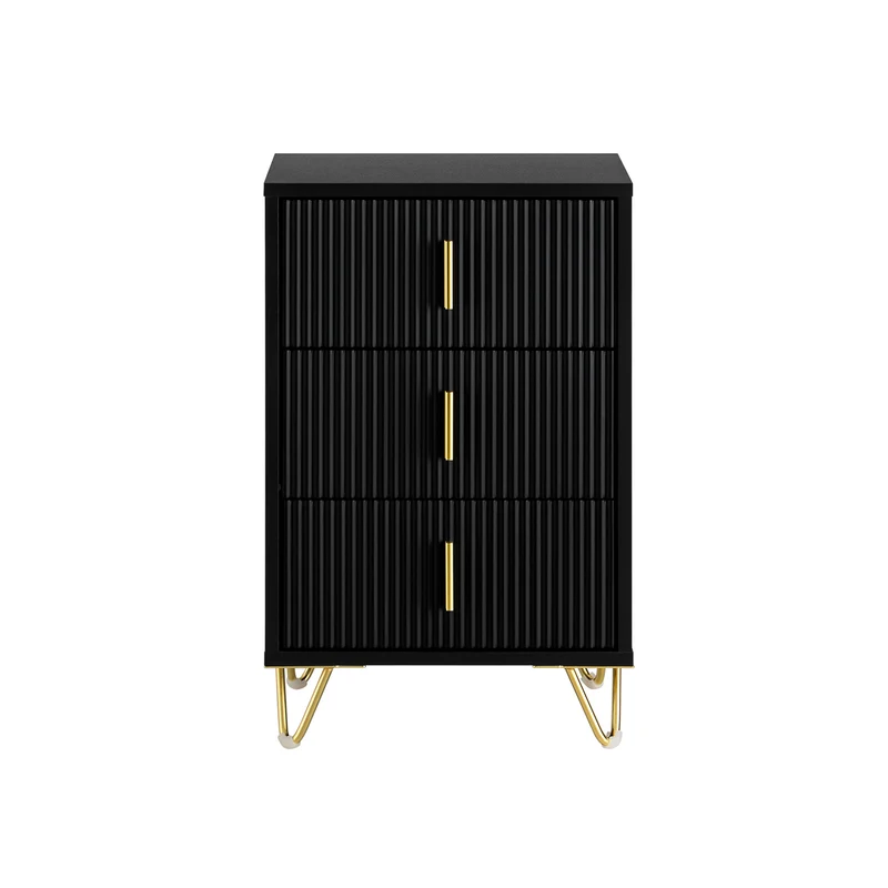 SoBuy FBT115-L-SCH Comodino Camera da Letto - Comodino con 3 Cassetti, Tavolino Salotto - Moderna Cassettiera L40 x P40 x A63 cm Nero