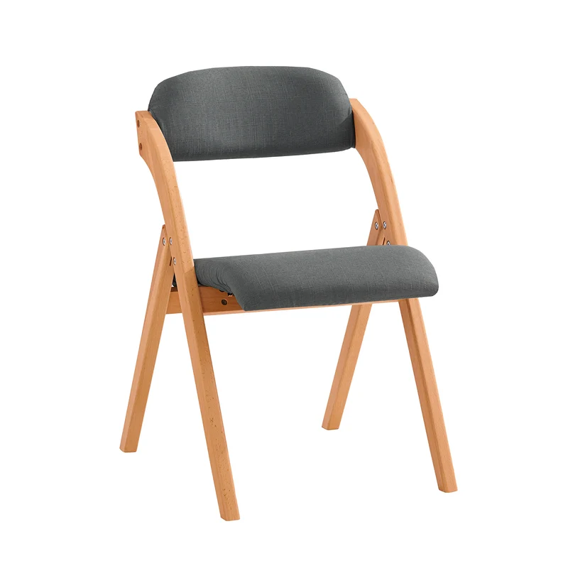 SoBuy FST92-SG Sedia da Pranzo Pieghevole con Seduta Imbottita - Set di Sedie con Cuscino per Sala da Pranzo in Legno di Faggio, Grigio Scuro