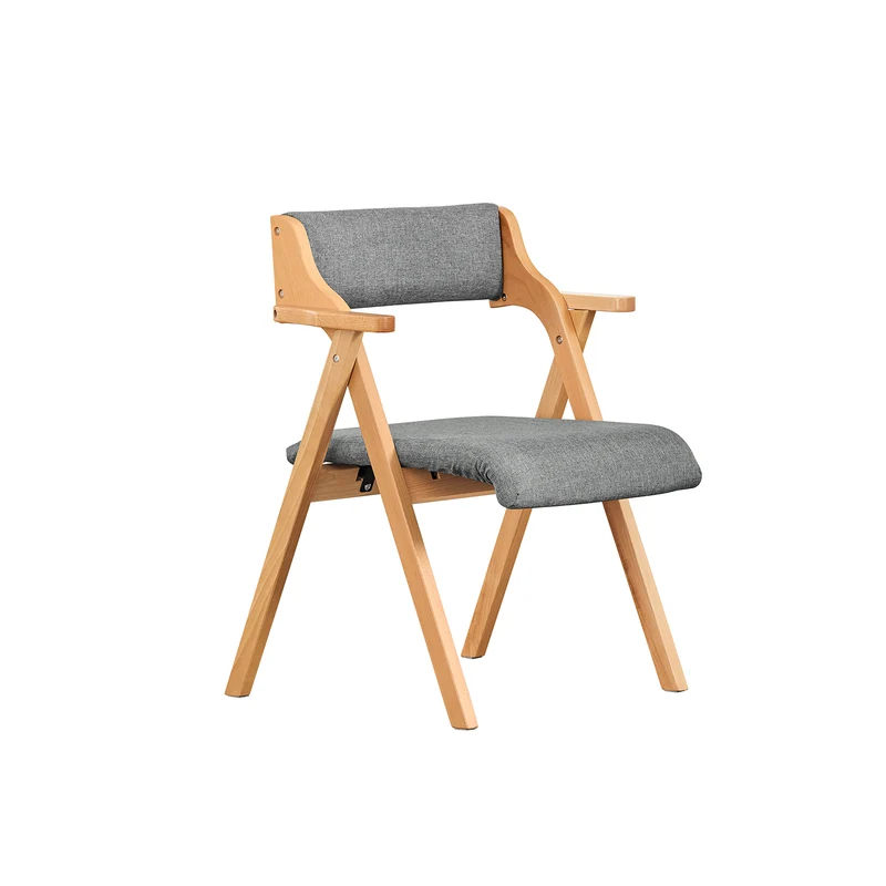 SoBuy FST98-HG Sedia Pieghevole in Legno con Cuscino – Sedie Giardino Pieghevoli e Sedie Impilabili da Interno, Sedia da Giardino Pieghevole per Ufficio Ospiti, Cucina o Balcone, Colore Grigio