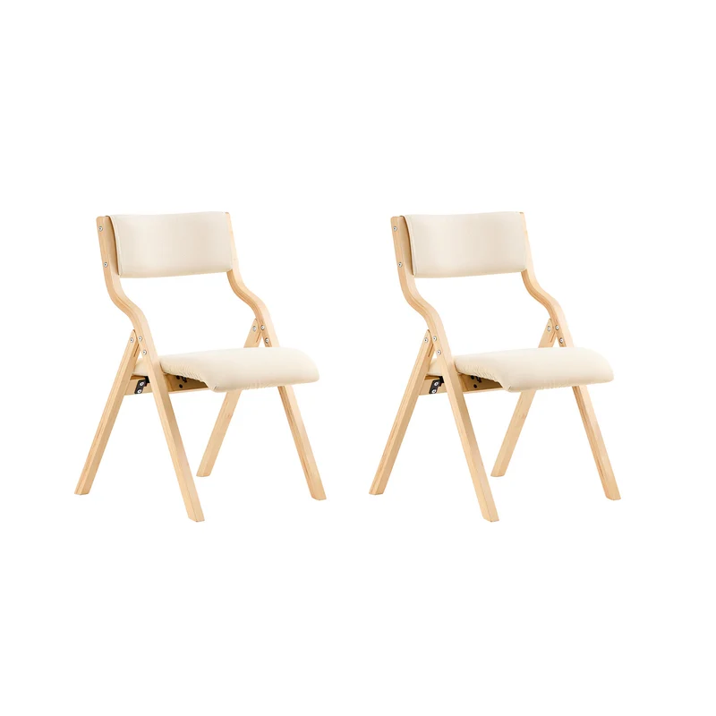 SoBuy FST40-Wx2, Lotto da 2 Sedie Pieghevoli da Pranzo con Seduta e Schienale Imbottiti, Design Elegante e Salvaspazio Sedie Pieghevoli da Interno, Perfette per Cucina, Ufficio ed Esterno, Bianco