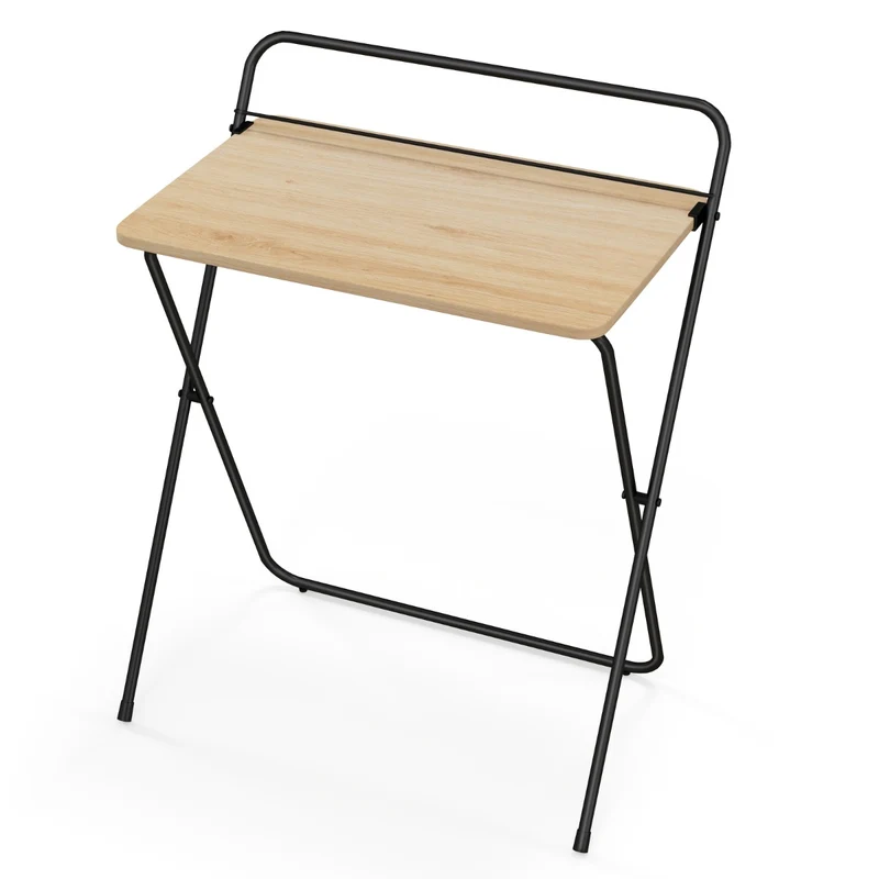 Costway - Scrivania Pieghevole per computer da 60cm, Scrivania Compatta con Supporto per Tablet, Scrivania Versatile, Naturale