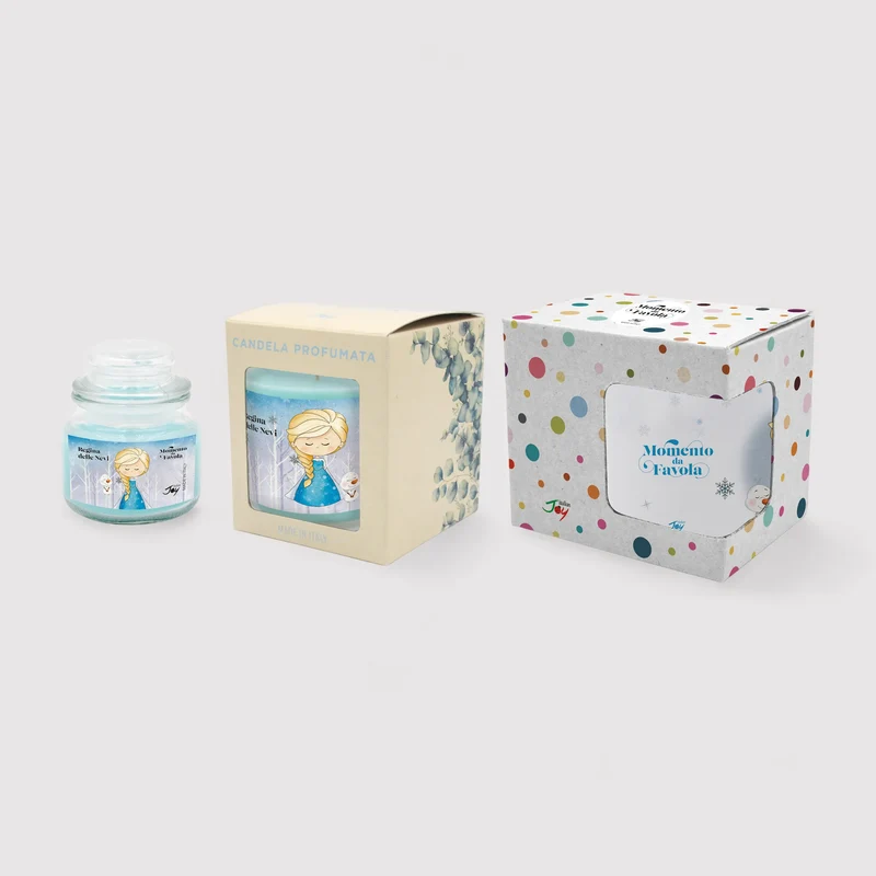 Set tazza tema "Regina delle nevi" e 2 candele profumate fragranza relax