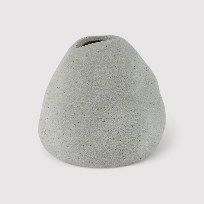 Badayer - Piccolo vaso decorativo da interno grigio in gres