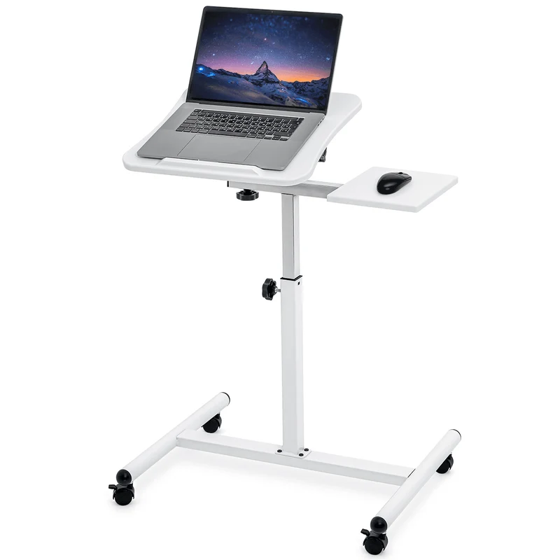 Tatkraft Bianca - Scrivania porta computer, Tavolo laptop, regolabile in altezza, con piattaforma per mouse, 72-110 cm