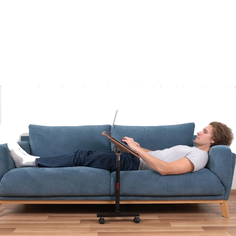 Tatkraft Gain - Tavolo per notebook, regolabile in altezza con ruote, Porta pc da letto facile e comodo da usare 71-96 cm