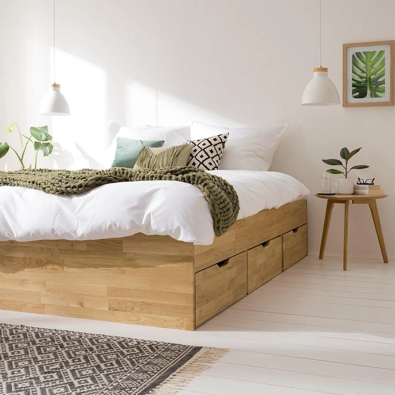 Letto Sofia in rovere massiccio con contenitore | NordicStory