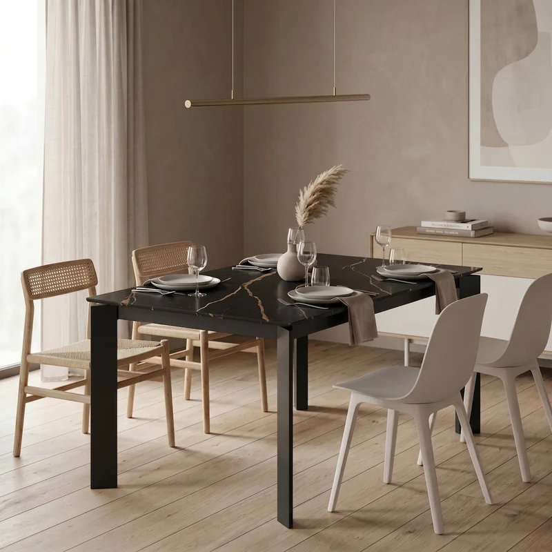 Tavolo allungabile in ceramica e metallo Lumis Marble