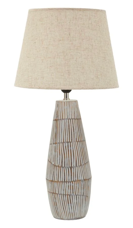 Lampada da Tavolo Resina Hanoi Ø35x69,5 cm in Resina e Ferro e Tessuto Multicolor