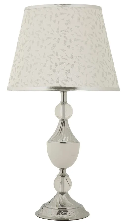 Lampada da Tavolo Kody Ø30x54 cm in Ferro e Tessuto Argento e Bianco
