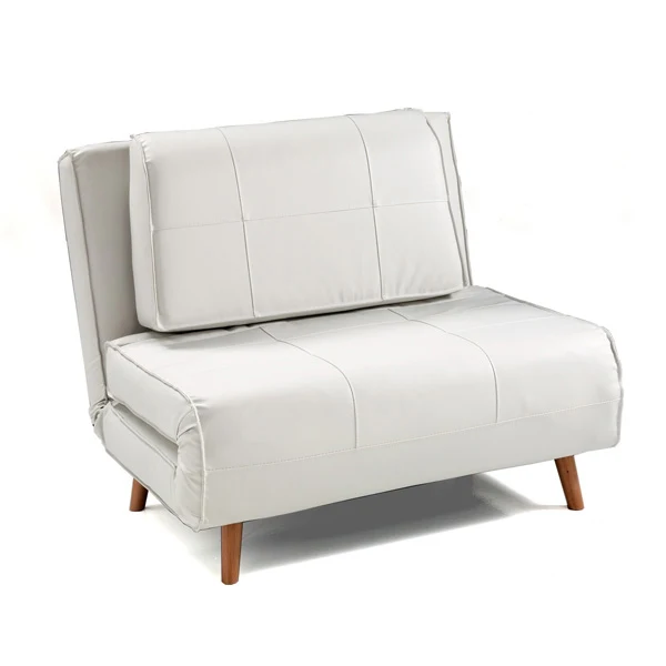 Poltrona letto moderna rivestita in similpelle bianca cm 100x85x80h