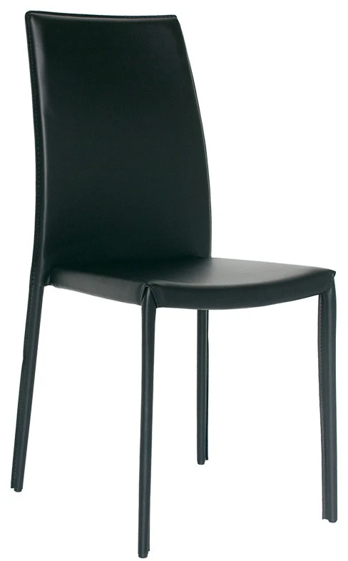 Set da 2 Sedia moderna da ufficio o sala da pranzo in ecopelle colore nero
