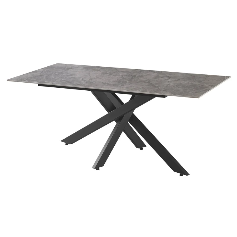 Tavolo da Pranzo, Top in Ceramica Effetto Marmorizzato, Gambe in Metallo Verniciato - Rettangolare 180x90x76 cm