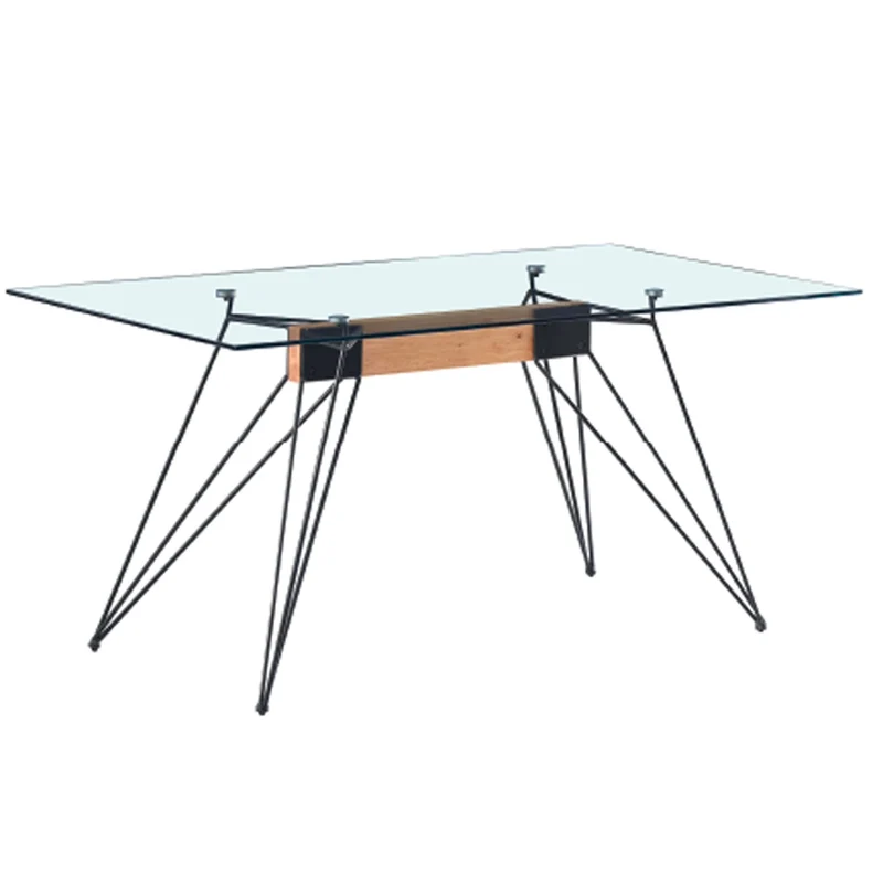 Tavolo da Pranzo, Top in Vetro Temperato Rettangolare 160x85x76 cm