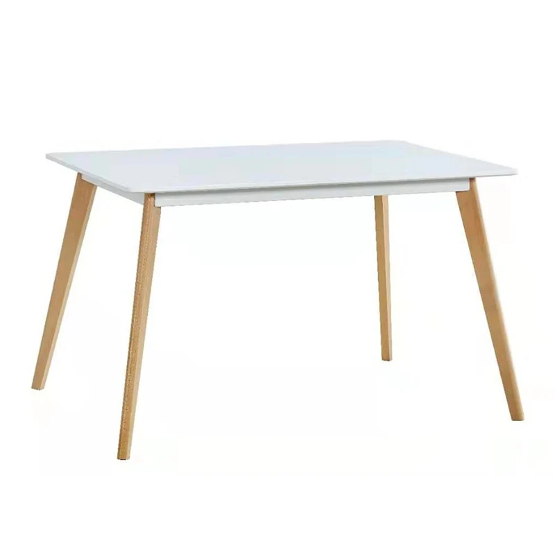 Tavolo da Pranzo, Top in MDF Verniciato Lucido, Gambe in Legno di Faggio, Rettangolare 120x75x80 cm