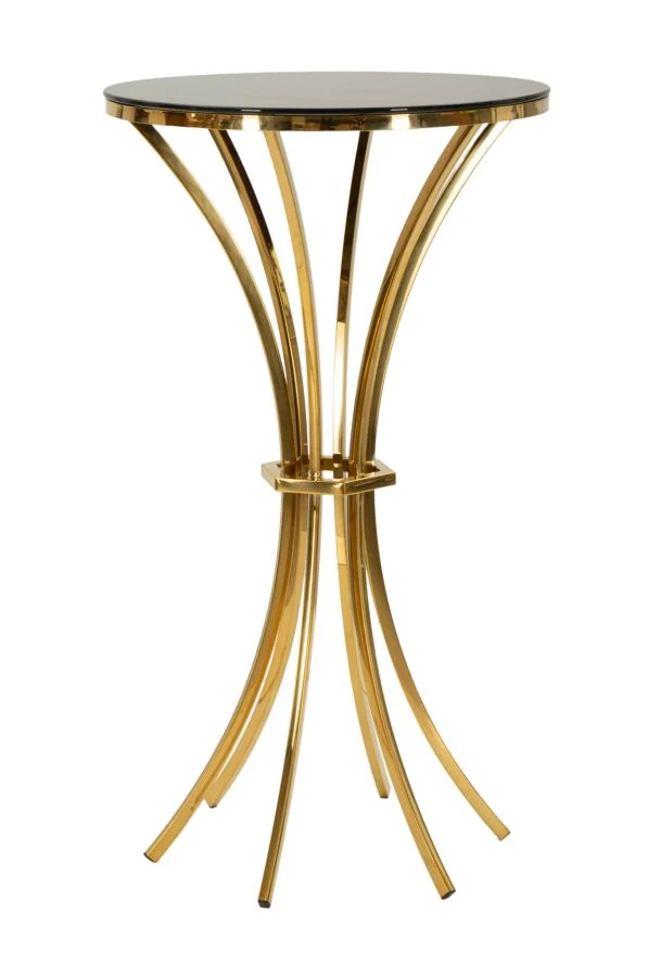 Tavolo Bar Shanty Ø108x60 cm in Ferro e Vetro Oro e Nero
