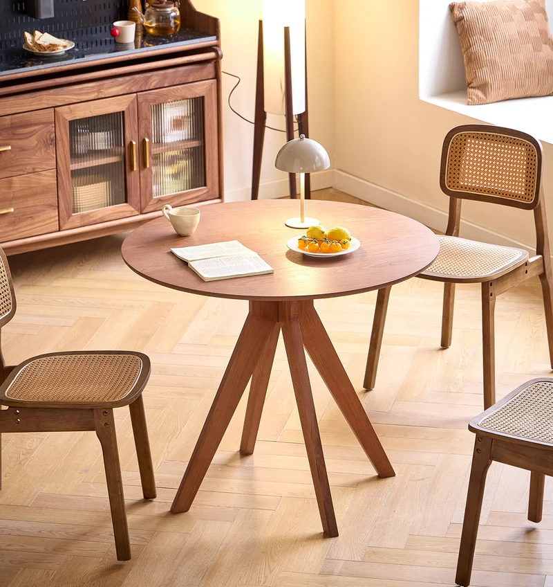 SEVILLE - Table à manger 4 personnes ronde en bois de noyer
