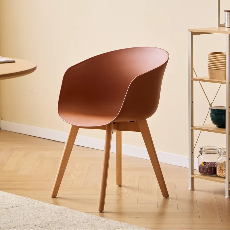 ALBORG - Lot de 4 chaises scandinaves en bois et polypropylène terracotta