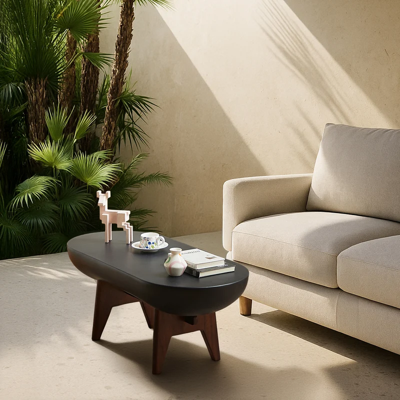IRUNA - Table basse indoor outdoor en magnésite noir