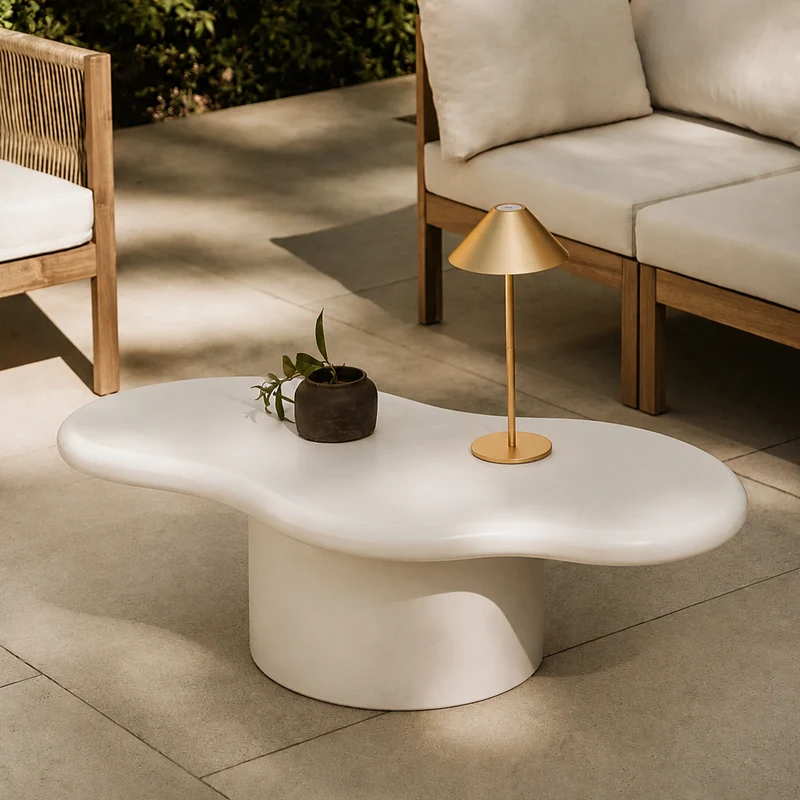 TORNIO - Table basse indoor outdoor en magnésite blanc