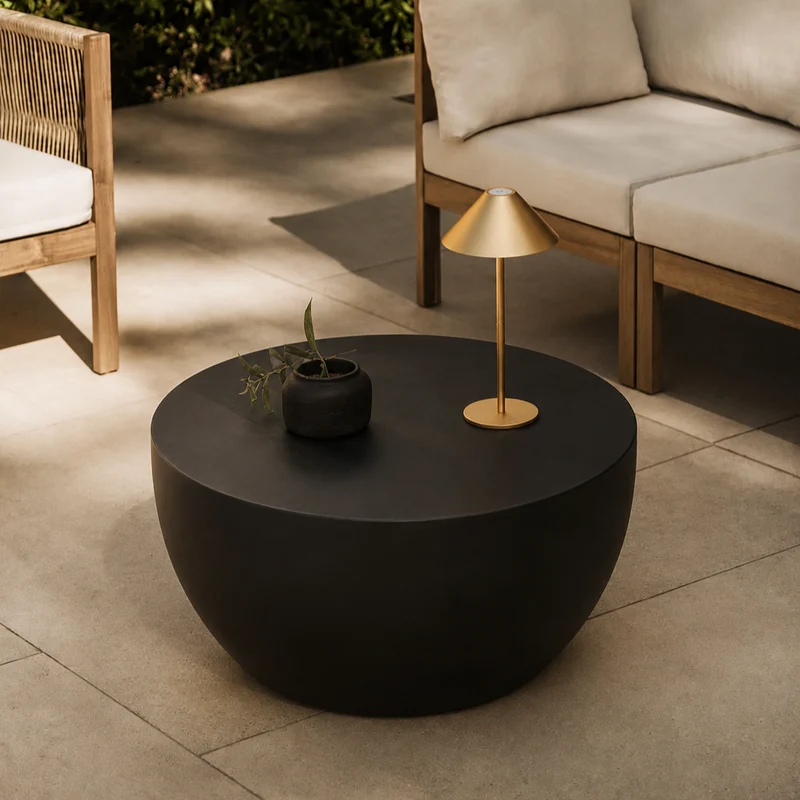 PARNU - Table basse indoor outdoor en magnésite noir