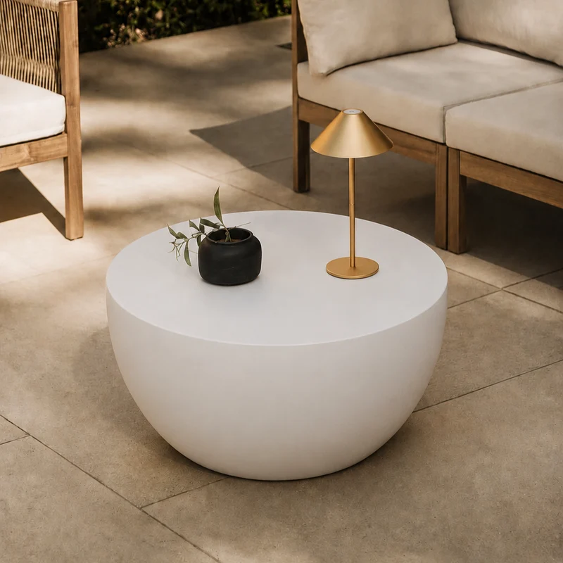 PARNU - Table basse indoor outdoor en magnésite blanc